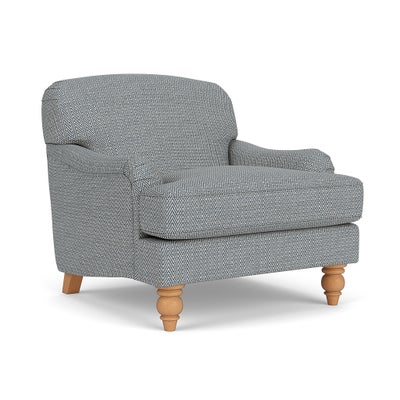 Armchair - Navy - Herringbone Weave