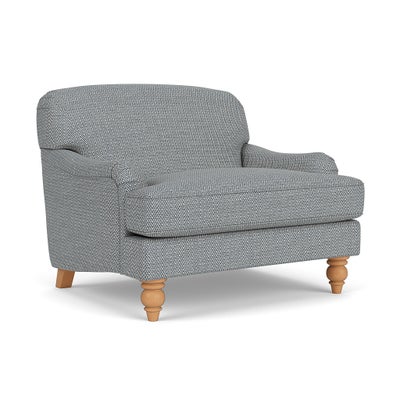 Love Seat - Navy - Herringbone Weave