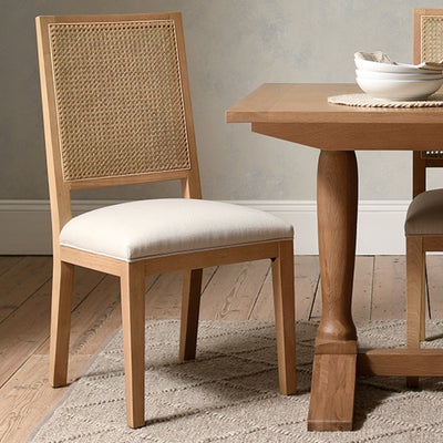 Rattan Back Dining Chair Stone