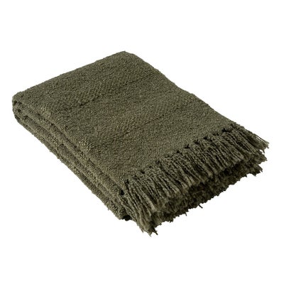 Textured Hand Woven Throw Green