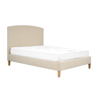Sand Linen Double Upholstered Bed