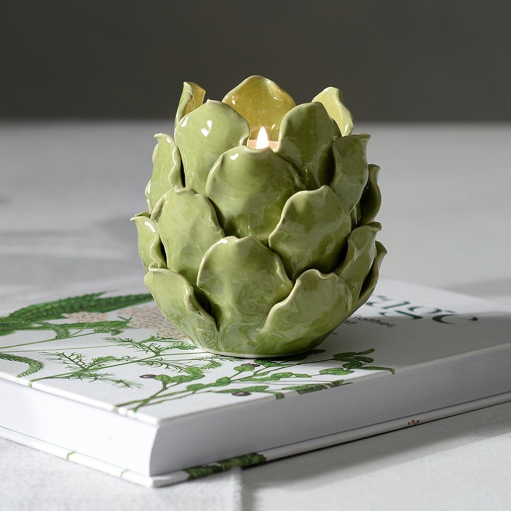 イギリス直輸入 陶器製 アーティチョーク キャンドルホルダー Green Porcelain Artichoke Tealight Holder - The Cotswold Company
