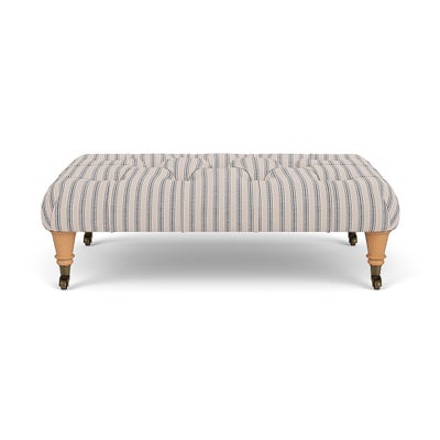 Foot Stool - Indigo - Kingham Stripe