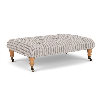 Foot Stool - Indigo - Kingham Stripe