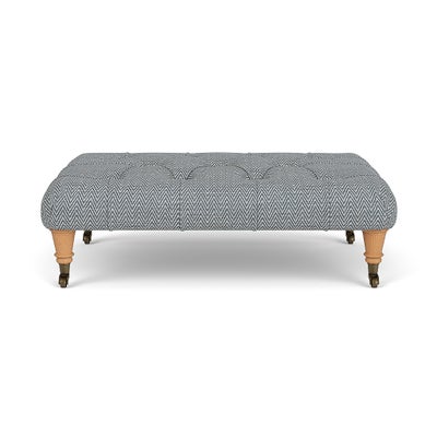 Foot Stool - Navy - Herringbone Weave