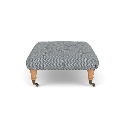 Foot Stool - Navy - Herringbone Weave