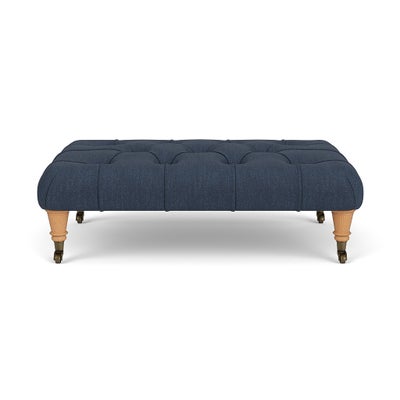 Foot Stool - Indigo - Luxury Italian Linen