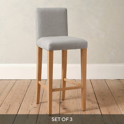 Upholstered Bar Stool Grey - Set of 3