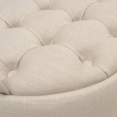 Ashley Buttoned Stool - Stone Linen