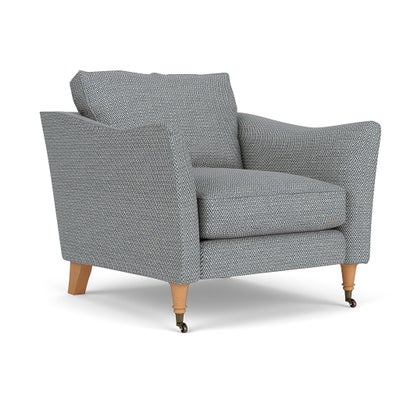 Armchair - Navy - Herringbone Weave