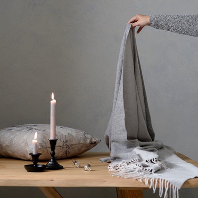 Throw With Cashmere - Mid Grey