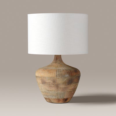 Manaia White Wash Textured Wood Table Lamp