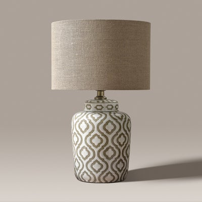 Celia Taupe And White Pattern Ceramic Table Lamp