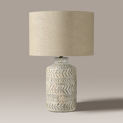 Atouk Textured Natural and Black Stoneware Table Lamp