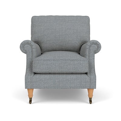 Armchair - Navy - Herringbone Weave