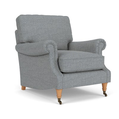 Armchair - Navy - Herringbone Weave