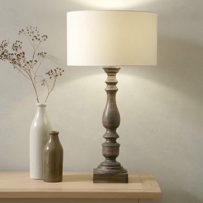 Elwyn Mango Wood Table Lamp - Grey Wash