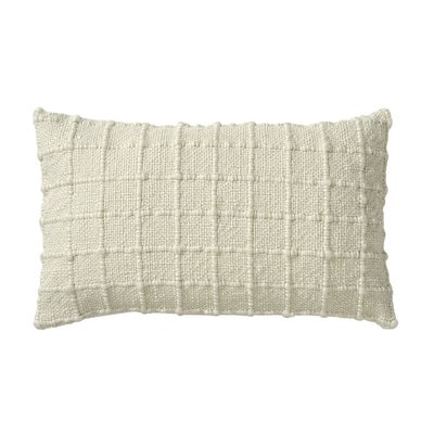 Check Hand Woven Cushion Ivory