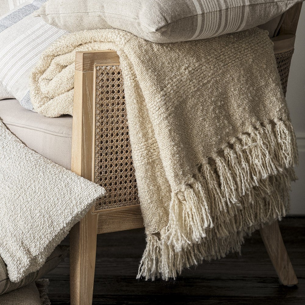 Jeté De Lit Crocheté Fait Main – Beige Ivoire – Couvre-lit Vintage Artisanal