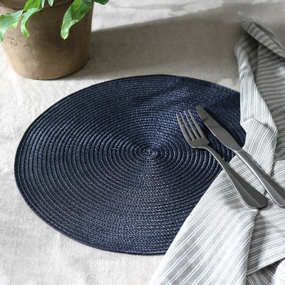 Circular Ribbed Placemat Slate Blue