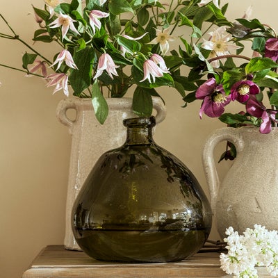 Simplicity Blown Glass Vase 23cm Olive Green