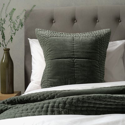 Luxury Cotton Velvet Fern Green Cushion 50x50cm