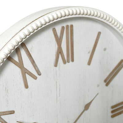 Bredon Large Rustic White Clock with Beaded Frame