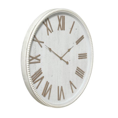 Bredon Large Rustic White Clock with Beaded Frame