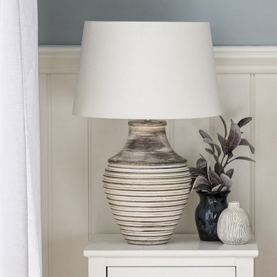 Calcutt Wooden Ribbed Table Lamp