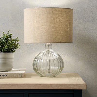 Freshbrook Glass Ribbed Table Lamp