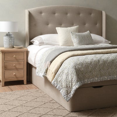 Double Ottoman Storage Bed - Natural - Eco Chenille
