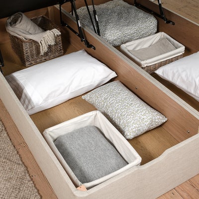 Double Ottoman Storage Bed - Dusky Rose - Eco Chenille