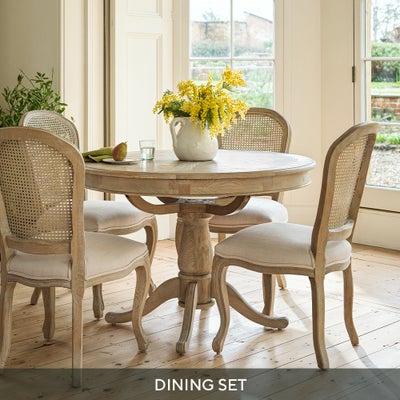 4 - 6 Seater Round Dining Table and 6 Chairs Set